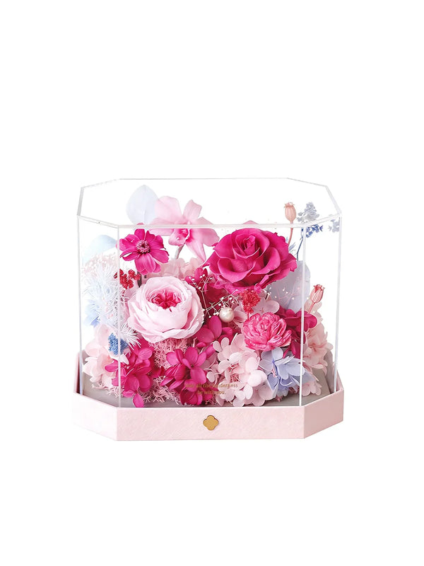 Octagonal Everlasting Flower Acrylic Box-Short
