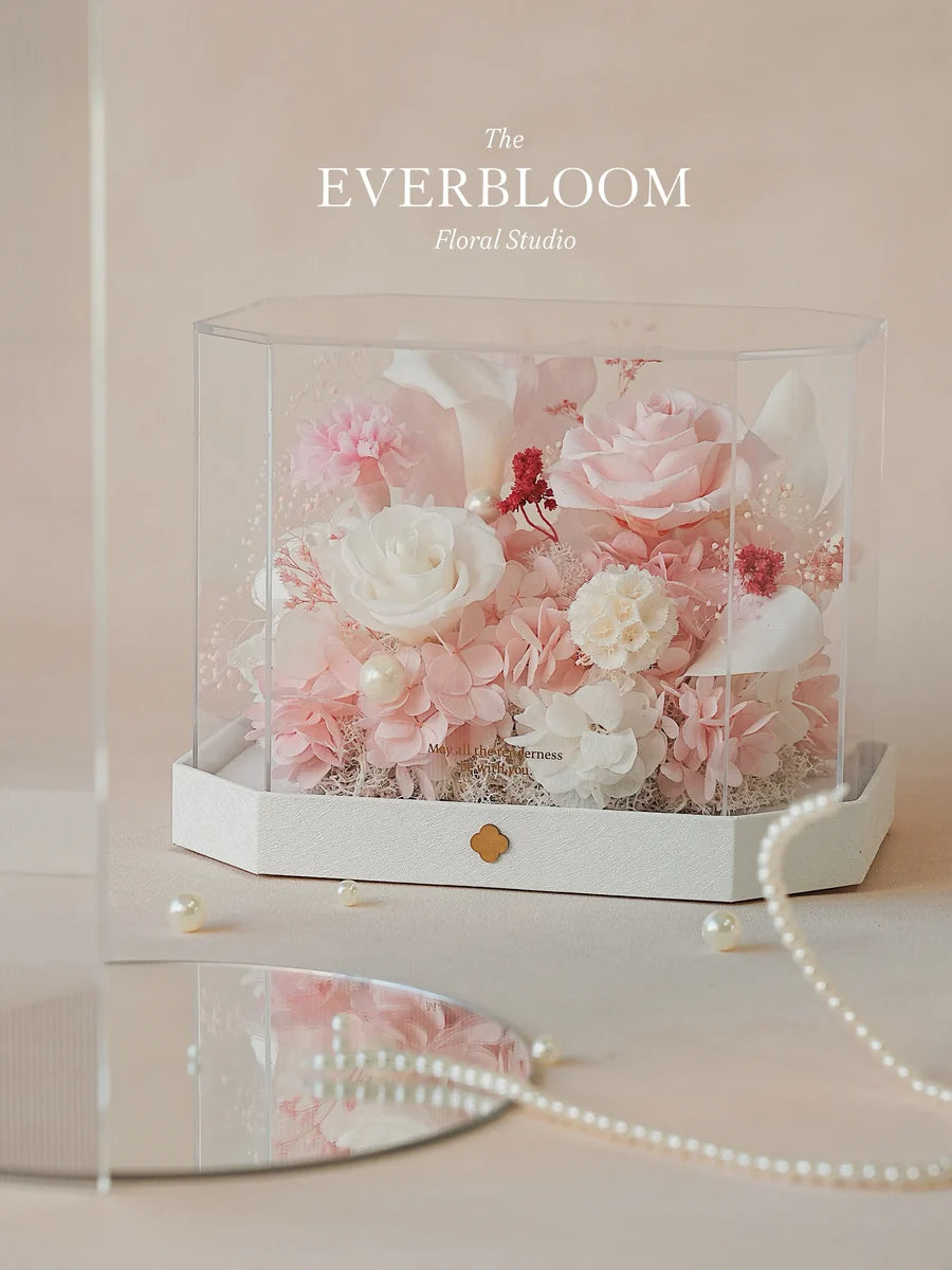 Octagonal Everlasting Flower Acrylic Box-Short