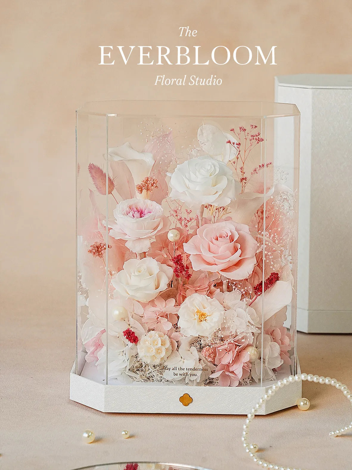 Octagonal Everlasting Flower Acrylic Box-Tall