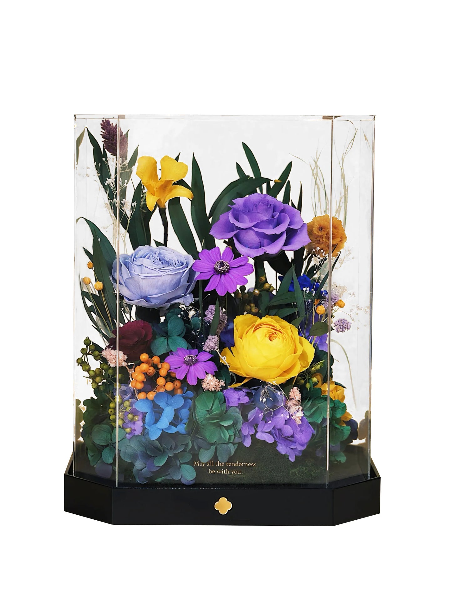 Octagonal Everlasting Flower Acrylic Box-Tall